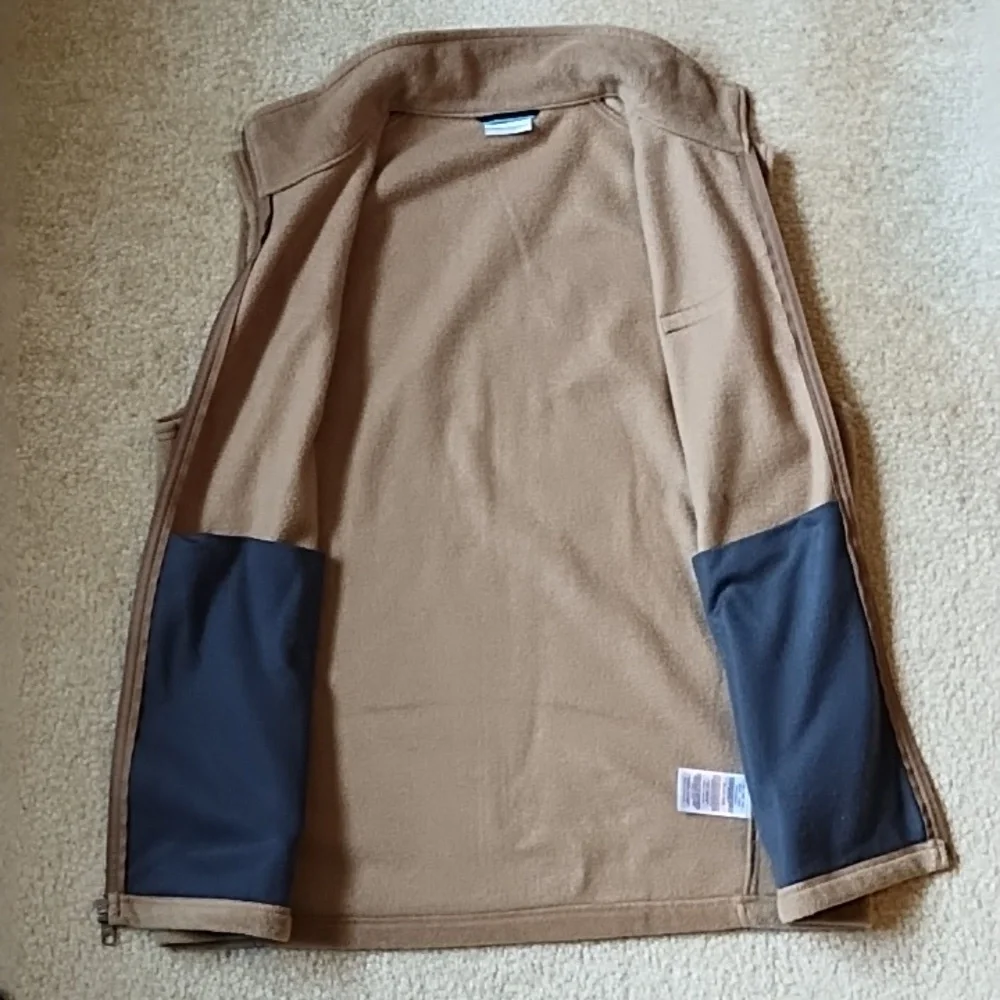 Columbia Fleece Vest Men's Size Medium Spring Warm Pockets Light Brown Tan Fawn - Picture 5 of 7